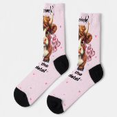 気難しい高地の牛のバレンタインデー ソックス (左)