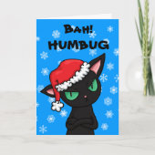 気難しい黒猫のBahの詐欺のクリスマス シーズンカード (正面)