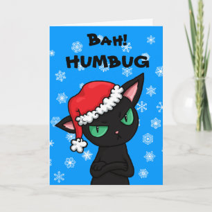 気難しい黒猫のBahの詐欺のクリスマス シーズンカード