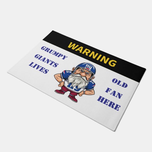 気難し警告い古いジャイアンツのファンがここに住んでいる ドアマット (アングル)