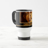 気高いライオンの写真 トラベルマグ (正面左)