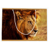 気高いライオンの写真 ラージペーパーバッグ (裏面)
