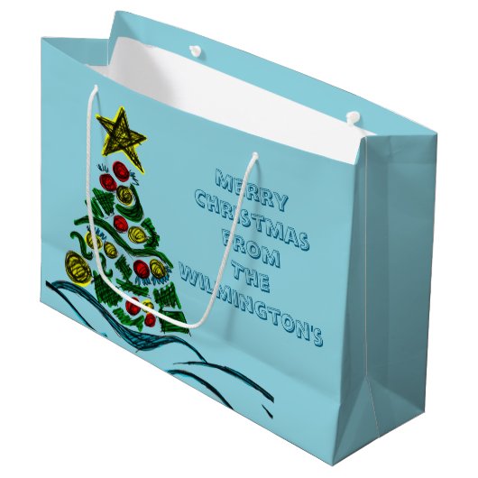 気高い木のクリスマス ラージペーパーバッグ (正面アングル)