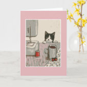 気高い猫グリーティングカード カード (黄色い花)