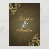 気高い金ゴールドスクロールブラウンの結婚式メニュー メニュー (裏面)