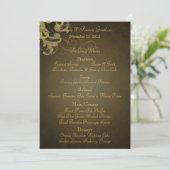 気高い金ゴールドスクロールブラウンの結婚式メニュー メニュー (スタンド正面)