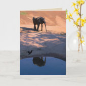 水あいさつカードに反射空白の象 カード (黄色い花)