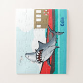 水おもしろいに浮かぶサメ |おカスタム子様 ジグソーパズル (縦)