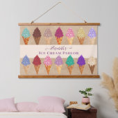 水おもしろいカラフル色ヴィンテージアイスクリームパーラー 吊り下げ型タペストリー (寝室)