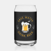 水おもしろいビールのワードアート飲酒 ガラス缶 (正面)