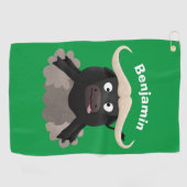 水おもしろいランニング牛マンガ ゴルフタオル (横)