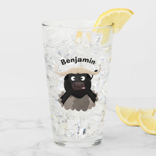 水おもしろいランニング牛マンガ タンブラーグラス (アイス裏面)