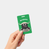 水おもしろいランニング牛マンガ バッジ (手持ち)