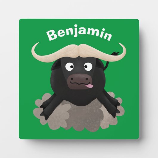 水おもしろいランニング牛マンガ フォトプラーク (正面)