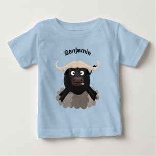 水おもしろいランニング牛マンガ ベビーTシャツ
