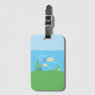 水おもしろい中に泳保ぐ海魚 ラゲッジタグ