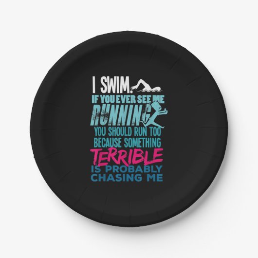 水おもしろい泳贈与泳ぐ人 ペーパープレート (正面)