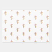 水おもしろい色のサンタハットのクリスマスベア ラッピングペーパーシート (正面2)