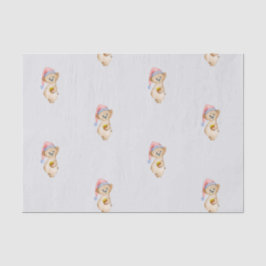 水おもしろい色のサンタハットのクリスマスベア 薄葉紙