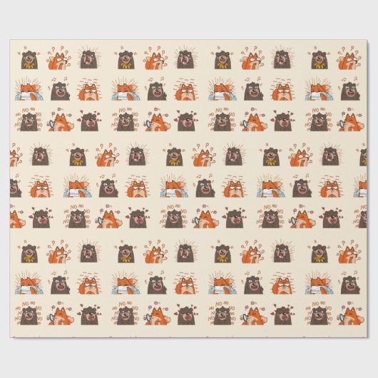 . .水おもしろい色の絵文字が動物のユーモアの芸術を表現 ラッピングペーパー (フラット)