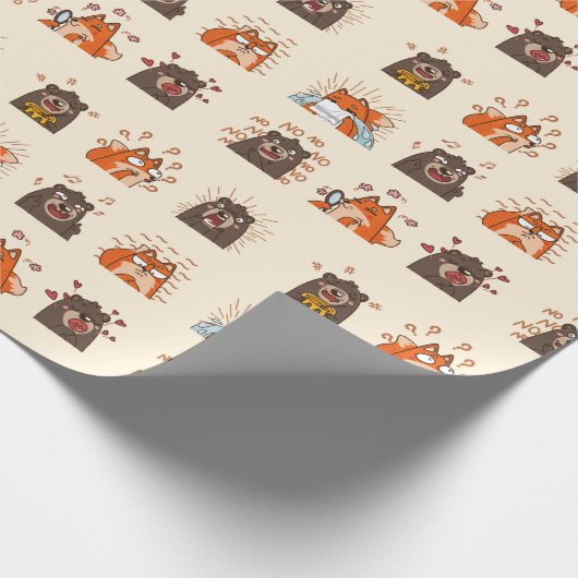 . .水おもしろい色の絵文字が動物のユーモアの芸術を表現 ラッピングペーパー (角)