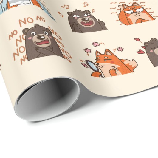 . .水おもしろい色の絵文字が動物のユーモアの芸術を表現 ラッピングペーパー (ロールコーナー)