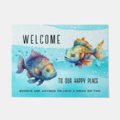 水おもしろい色の魚航海の ドアマット (正面)