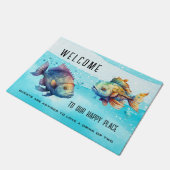 水おもしろい色の魚航海の ドアマット (アングル)