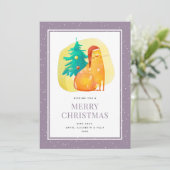 水おもしろい色キャットパープルメリークリスマスカード シーズンカード (スタンド正面)