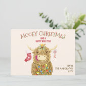 水おもしろい色ハイランドカウクリスマス シーズンカード (スタンド正面)