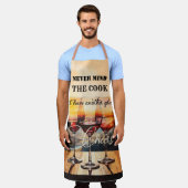 水おもしろい色ハッピーワイン恋人 エプロン (着用した状態)