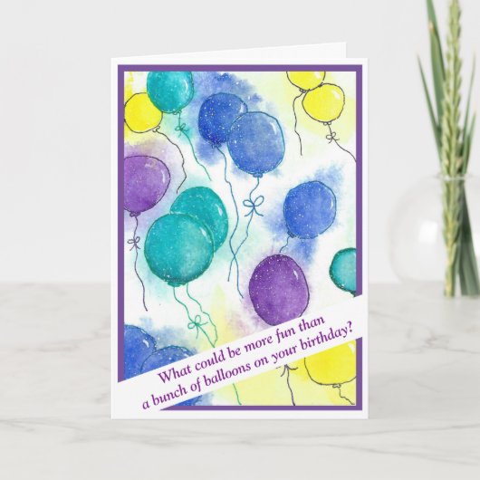 水おもしろい色バルーン誕生日カード カード (正面)