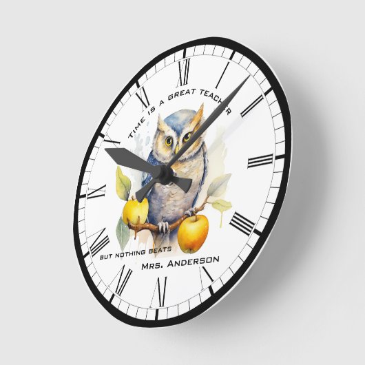 水おもしろい色フクロウ先生 ラウンド壁時計 (傾斜)