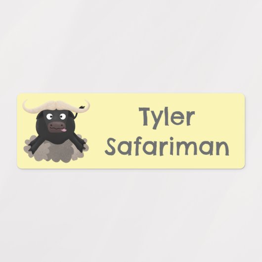 水おもしろい走牛の漫画パーソナライズされた ラベル (デザイン2)