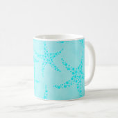 水およびターコイズのヒトデの設計 コーヒーマグカップ (正面右)