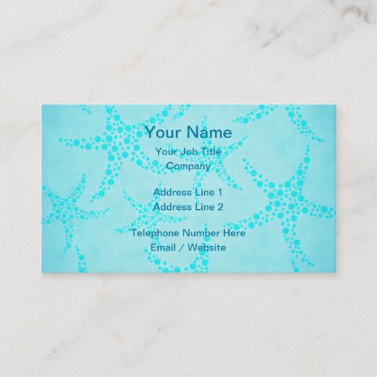 水およびターコイズのヒトデの設計 名刺 (正面)