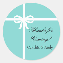 水およびリボンの好意のステッカー ラウンドシール