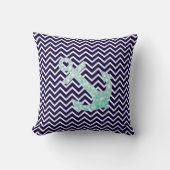 水および海軍航海のなグリッターの輝きのいかり クッション (正面)