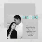 水および灰色バンドヒトデの結婚式の婚約 招待状 (正面/裏面)