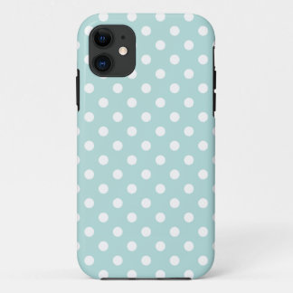 水および白い水玉模様パターン iPhone 11 ケース