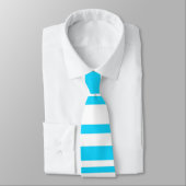 水および白のストライブ柄 ネクタイ (タイ)