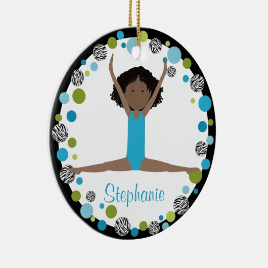 水および緑のパーソナライズの星の体育専門家 セラミックオーナメント (右)