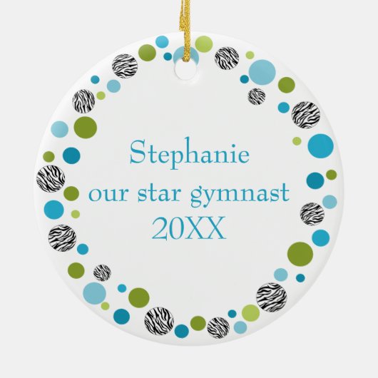 水および緑のパーソナライズの星の体育専門家 セラミックオーナメント (裏面)