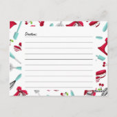 水および赤い台所小道具のレシピカード ポストカード (裏面)