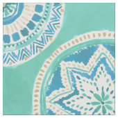 水および金ゴールドの強大な円形浮彫りの曼荼羅 ファブリック (クローズアップ)