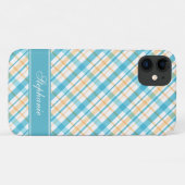 水および黄色い格子縞パターン Case-Mate iPhoneケース (裏面(横))