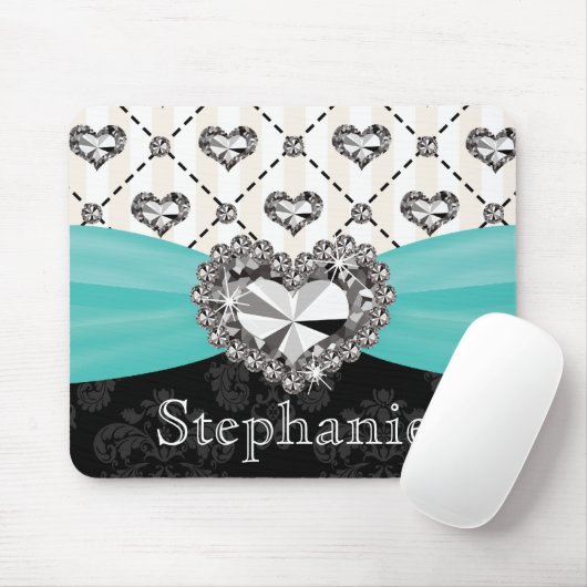 水および黒いダマスク織のダイヤモンドのマウスパッドのラインストーン マウスパッド (マウス)