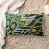 水および黒い孔雀 ランバークッション (ブランケット)