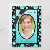 水および黒い水玉模様の写真のサンキューカード サンキューカード (正面)