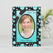 水および黒い水玉模様の写真のサンキューカード サンキューカード (スタンド正面)